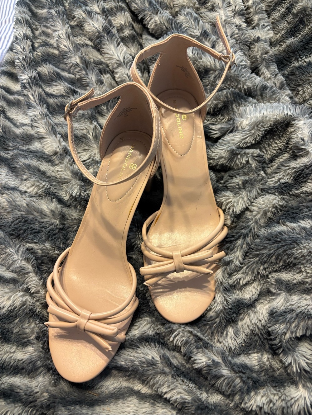 Bandolino Blush Nude Ankle-Strap Heels with Knot Front